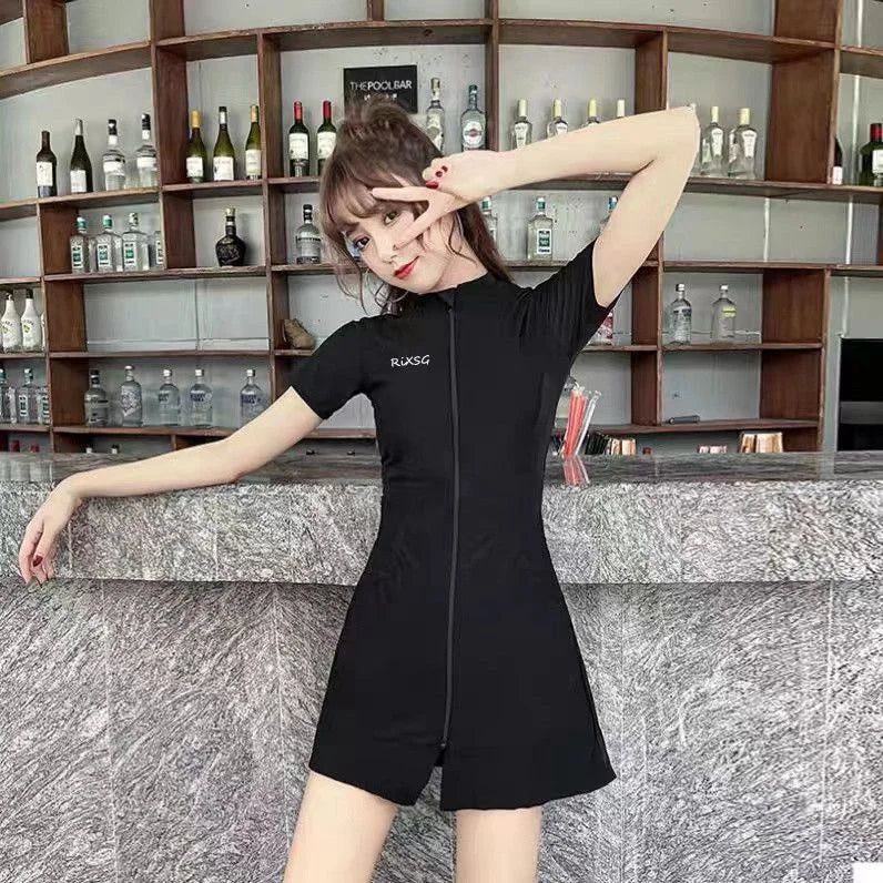 Conservative Short Sleeve Swim Dress for Beach