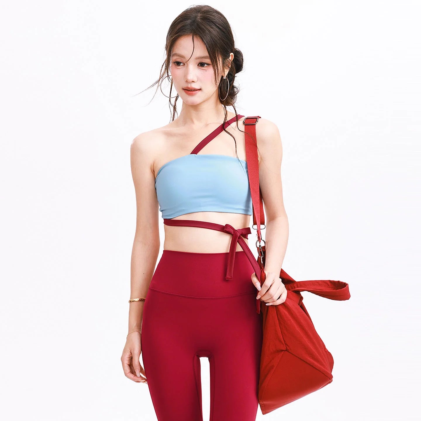 Design Strap Sports Bra & High-Waist Leggings Set - Padded Athletic Lingerie