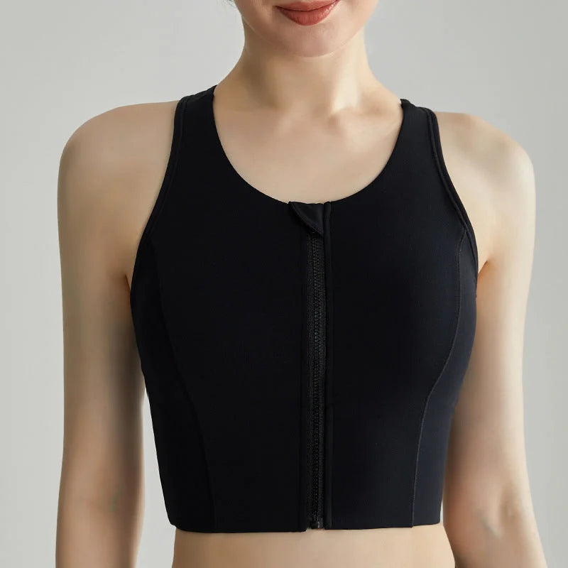 High Support Front Zip Sports Bra with Secure Cupping