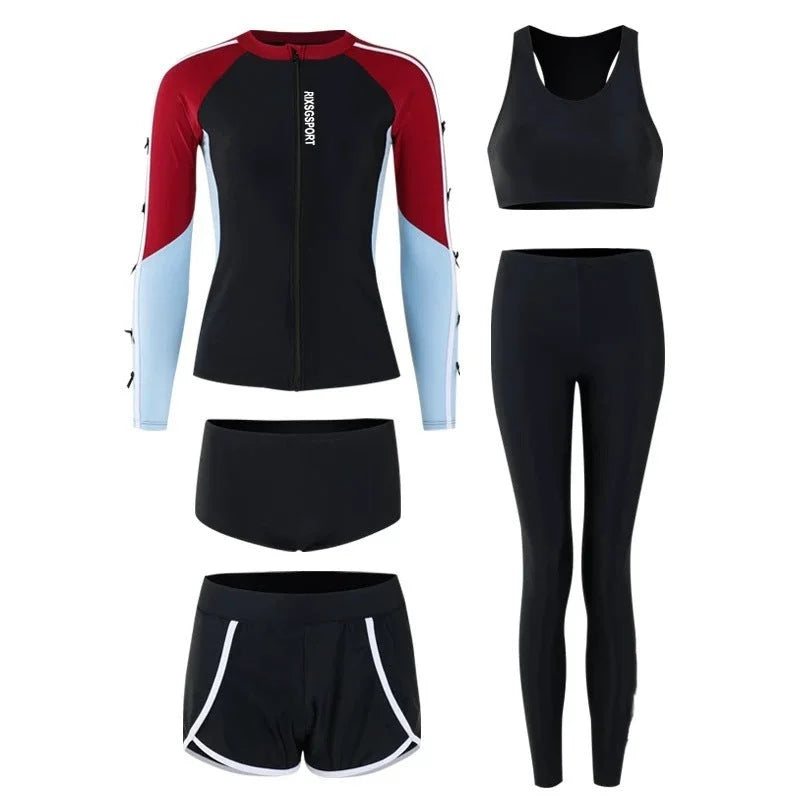 Conservative two-piece swimsuit - long-sleeve quick-dry UV swimwear