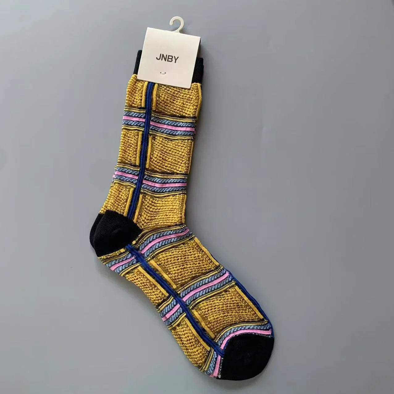 Vintage Jacquard Mid-Calf Socks for Women - Retro Patterned Crew Socks