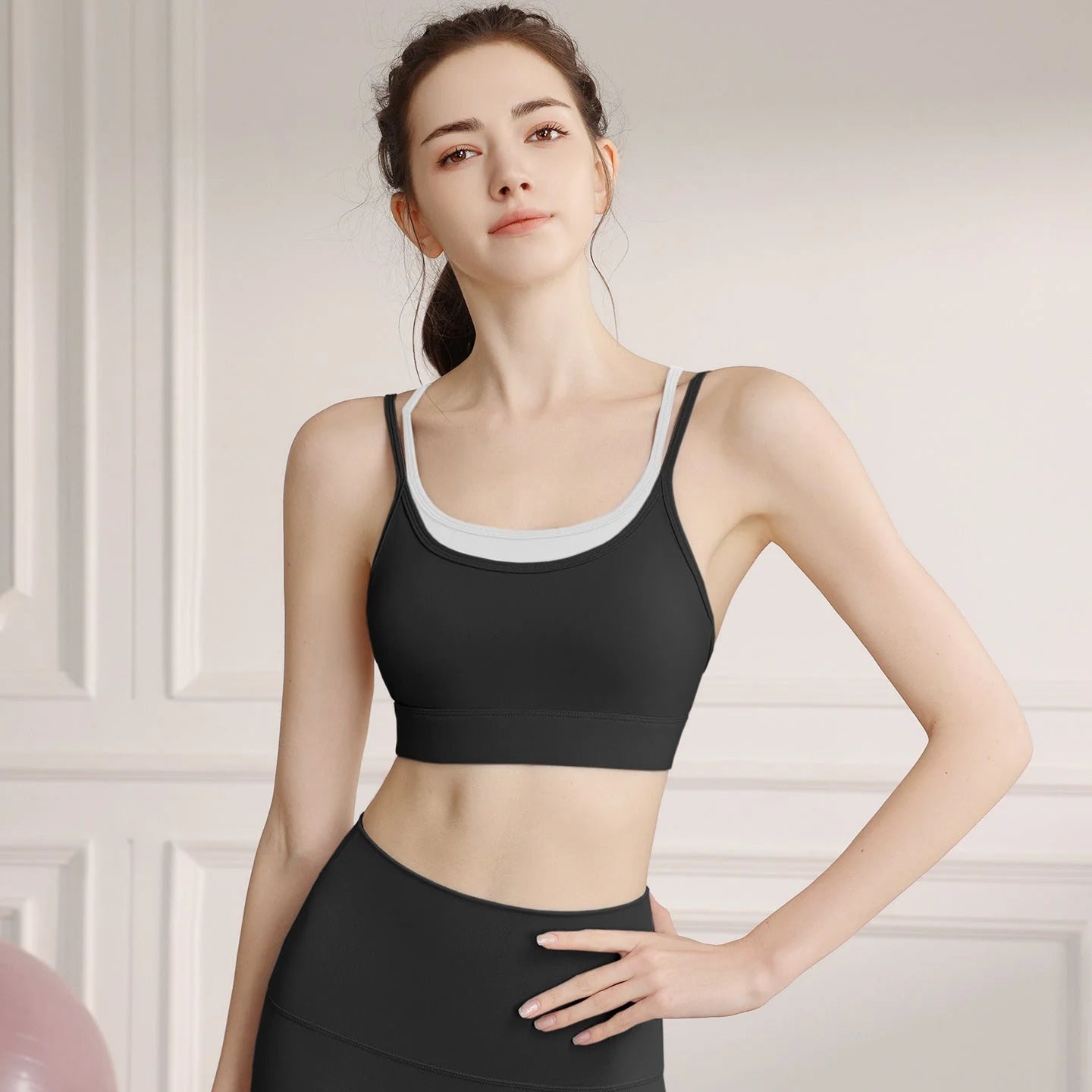 Fixed Cup Sports Bra for Women - Shockproof Support Running Training Fitness Yoga Cross Back Bra
