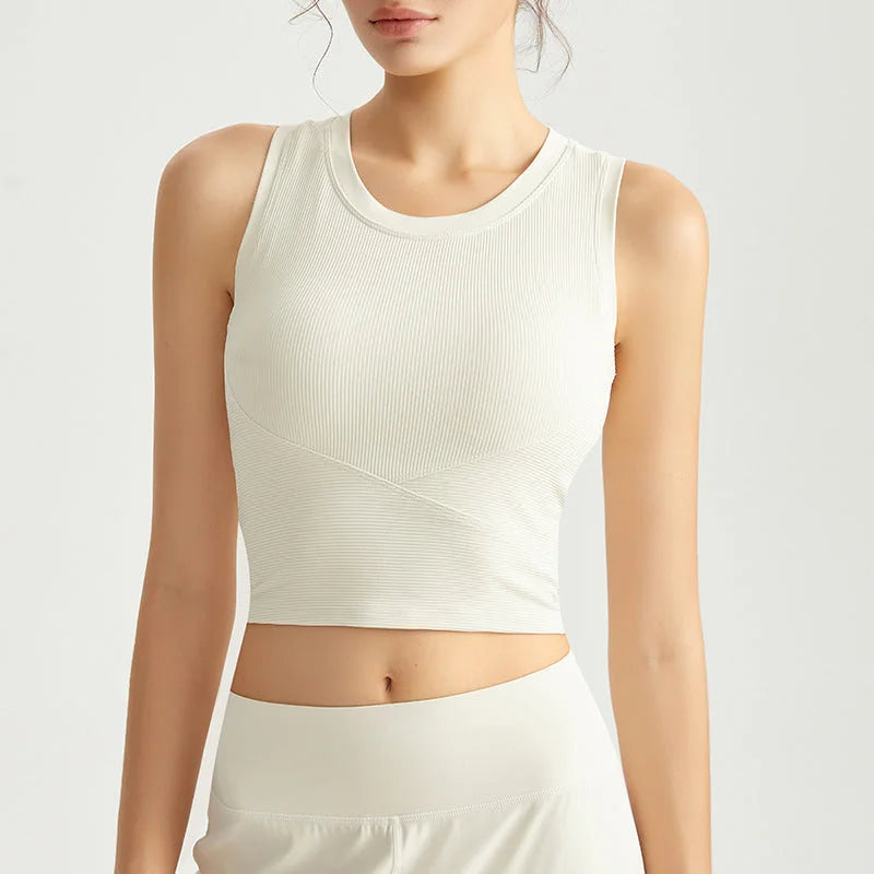 High-Impact Sports Bra Fixed Cup One-Shoulder Crop Top