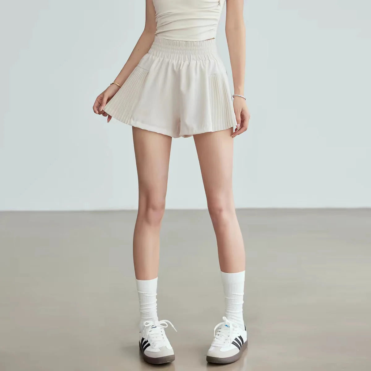 Wide Leg Pleated Shorts - Summer Lounge Activewear