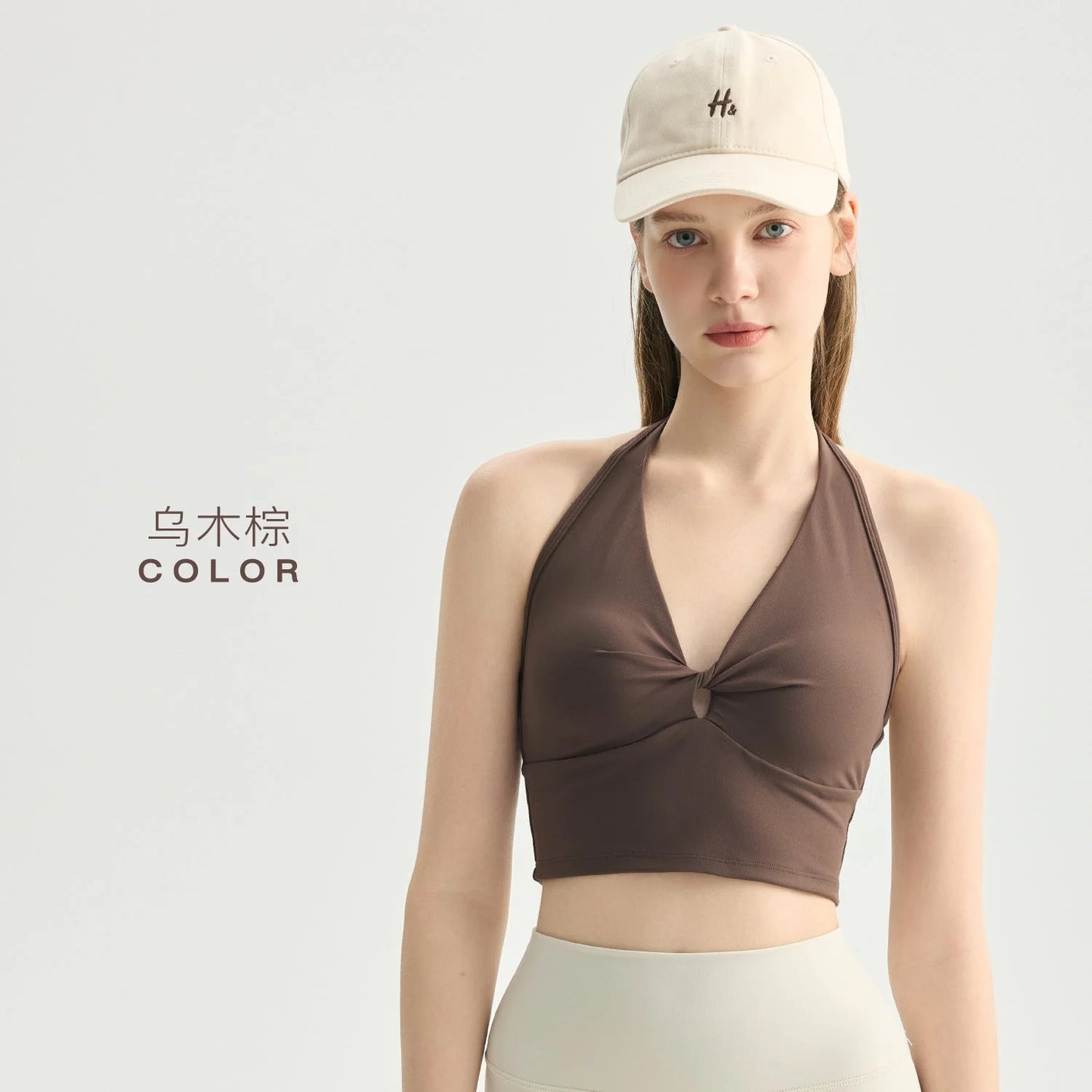 Butterfly Knot V-Neck Halter Yoga Bra with Removable Pads, Adjustable Back Support, Fitness Sports Bra