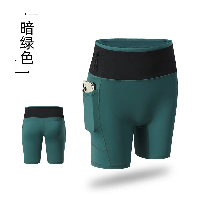 High Waisted Yoga Shorts with Pockets Women Compression Butt Lift Athletic Shorts