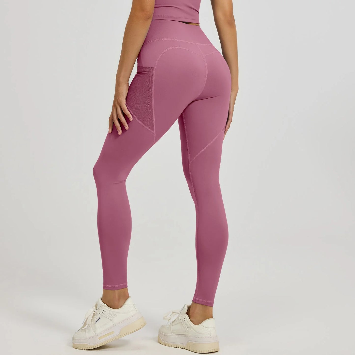 high-waisted butt-lifting yoga leggings with breathable mesh side pockets