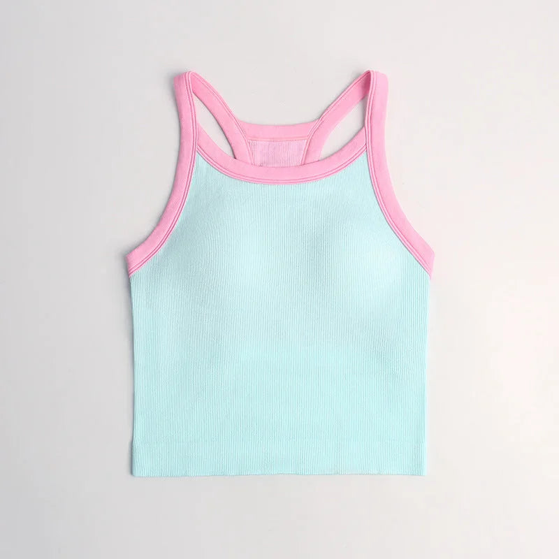 Fixed-Bra Tank Top with Built-in Padding & Wide Straps