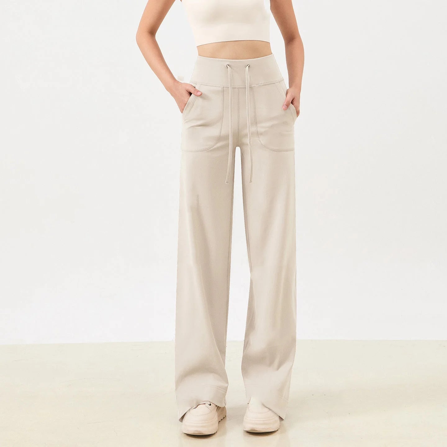 High-Waisted Drawstring Lounge Pants with Pockets