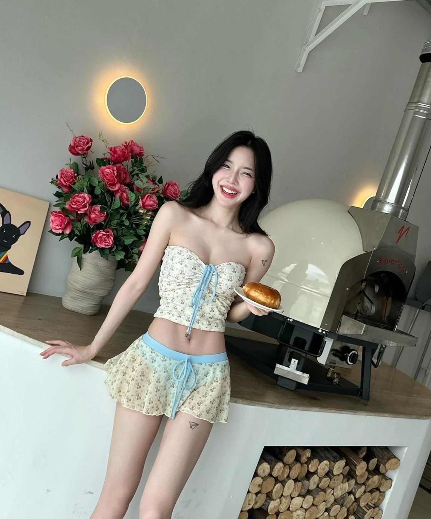 Pure Desire Petite Floral Bandeau Skirt Set Swimsuit
