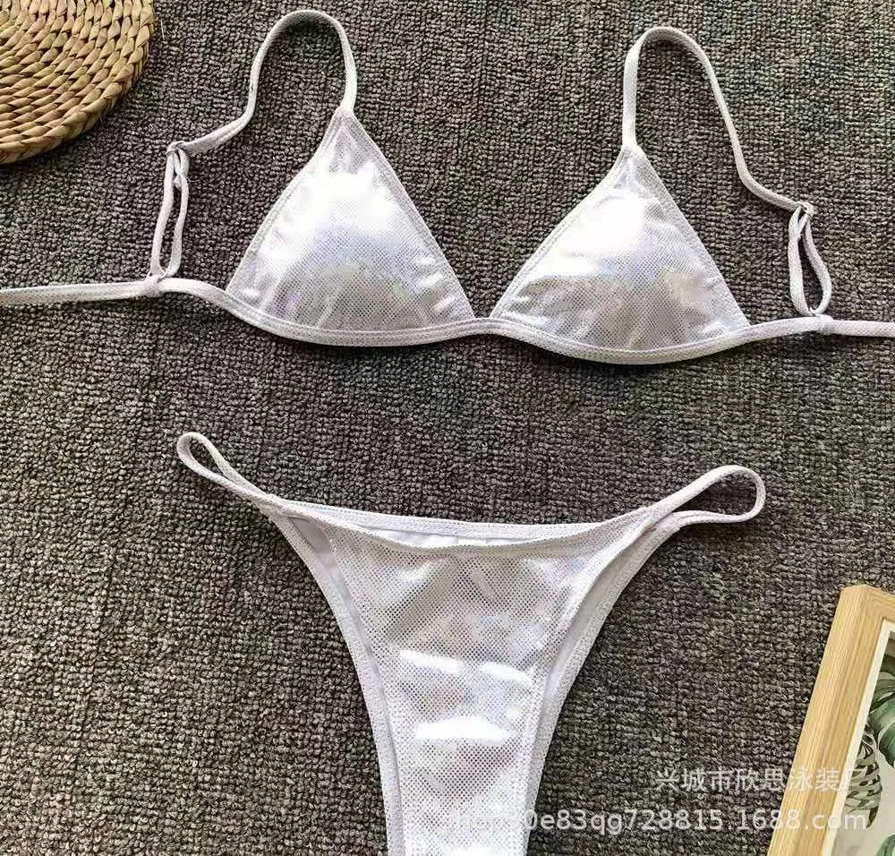 Metallic Gold Triangle Bikini Set