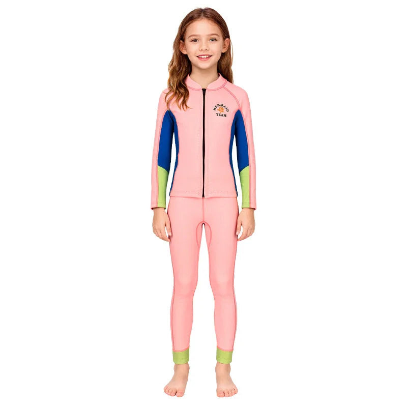 2.5mm Split Long Sleeve Girl's Swimwear Rash Guard
