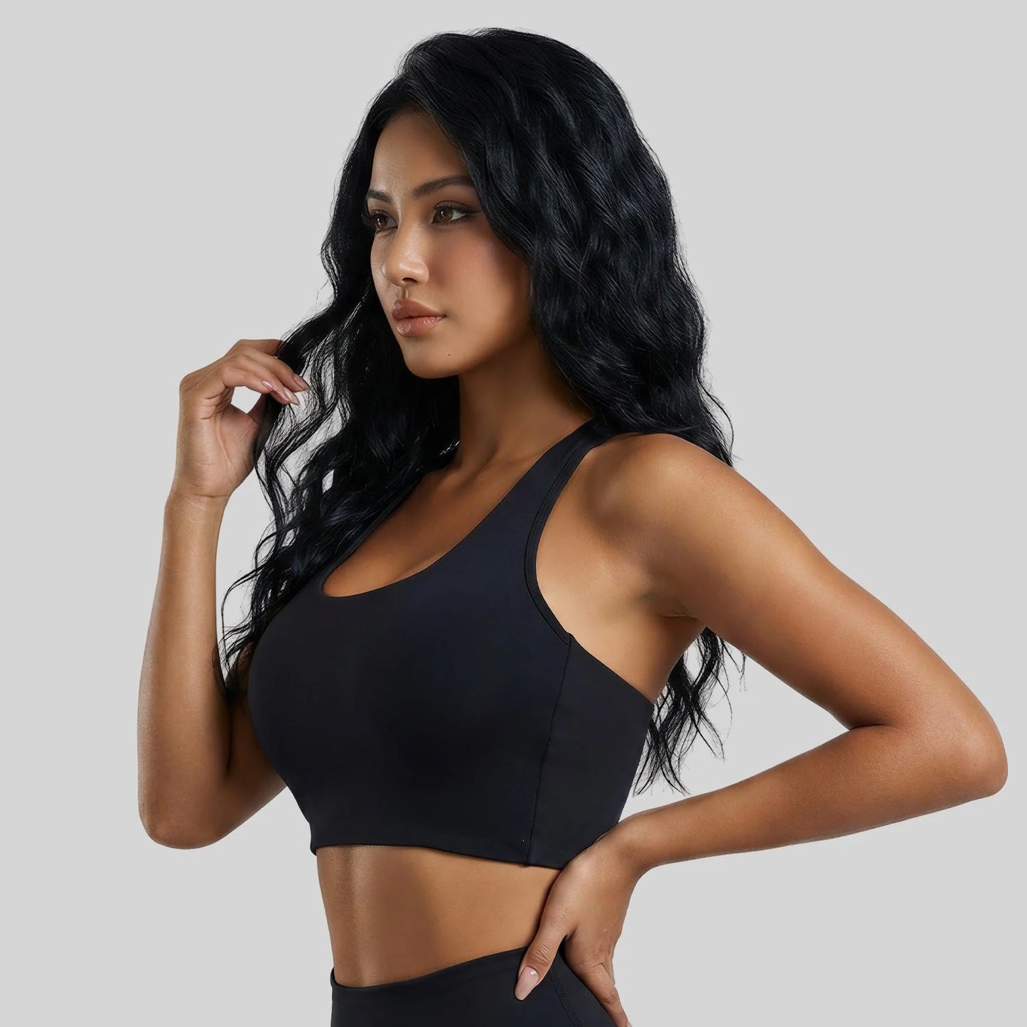 Peach Twist Halterneck Bra High Elastic Fixed Cup Summer Yoga Fitness Sports Bra