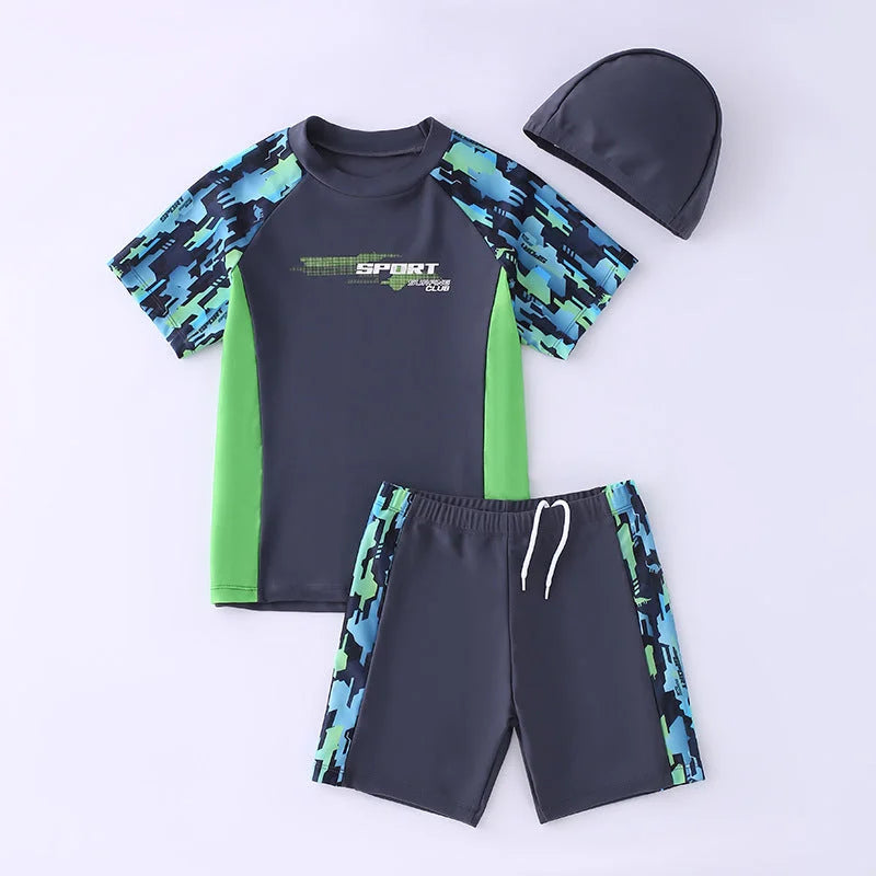 Boys Quick-Dry Rash Guard Swimwear with Sun Protection