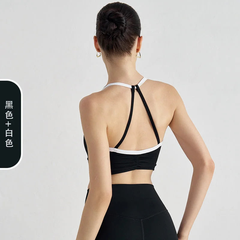 US美式挂脖运动文胸 低强度中强度高强度背心 夏季欧美美背健身文胸