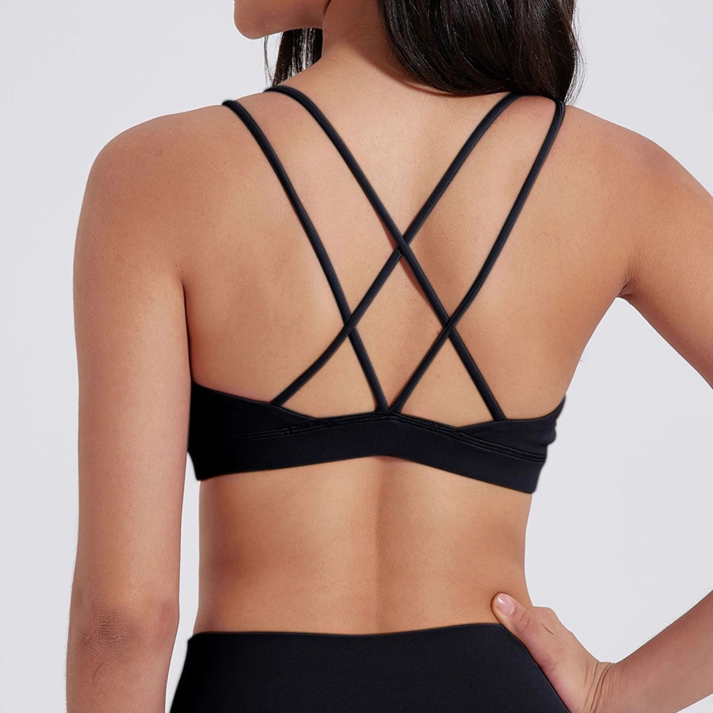 Bare Feel Cross-Back Sports Bra: Breathable Yoga Crop with Supportive Straps