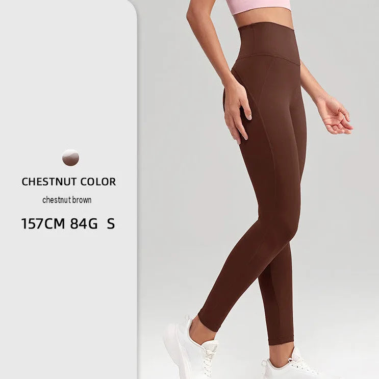 Naked Feel High-Waist Yoga Leggings Pocket Peach Hip Lift