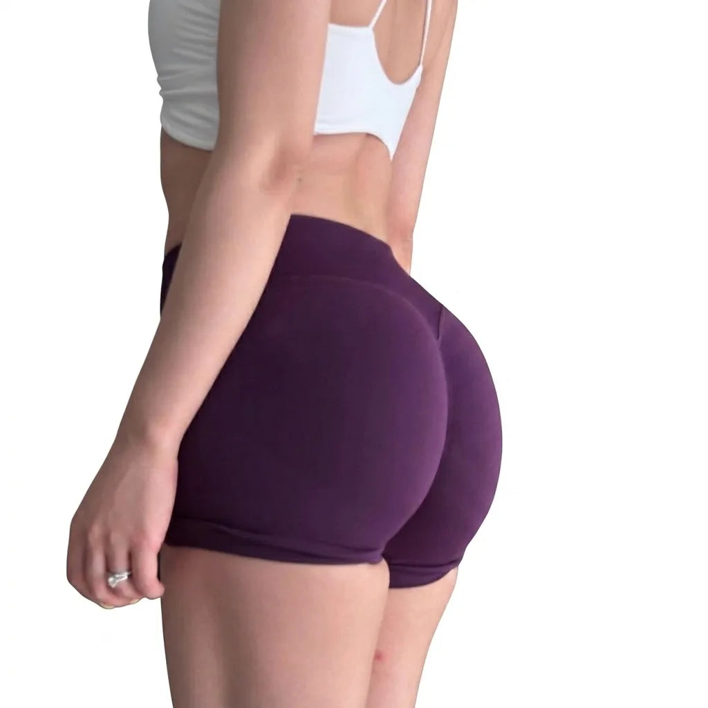 Seamless Knit Mid-Rise Peach Hip Yoga Shorts Butt Shaping