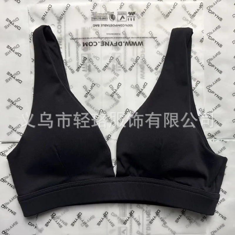 Deep V Push-Up Bra with Triangle Cups - Yoga Sports Bra