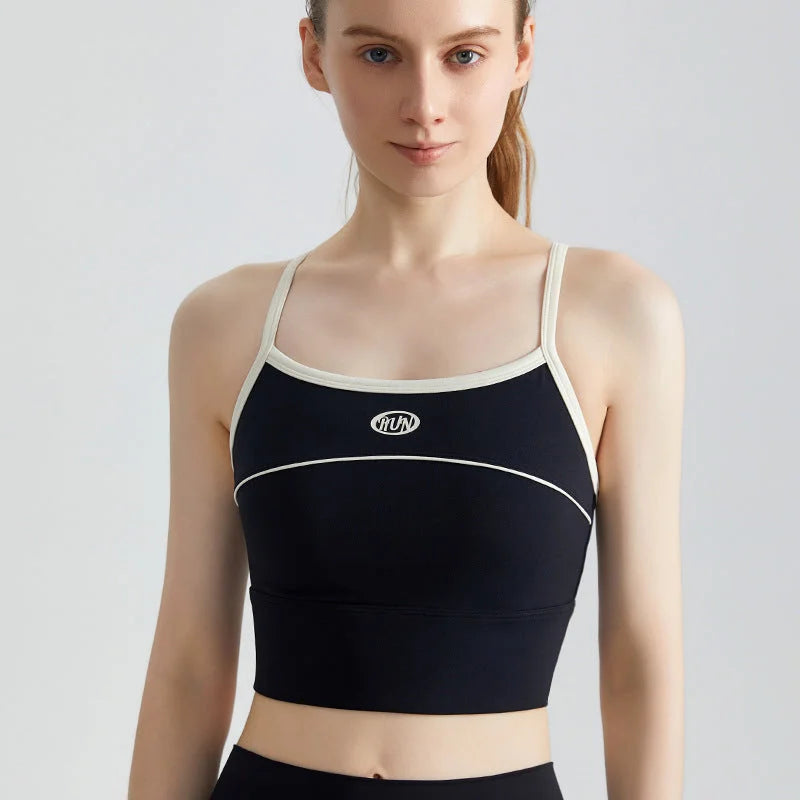 Contrast Strap Sports Bra Blush Rose One-Piece Fixed Cup
