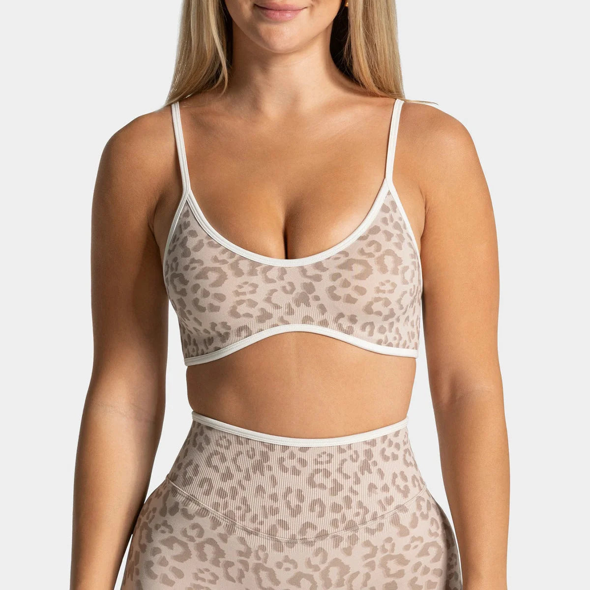 Leopard Print Sport Bra with Thin Straps