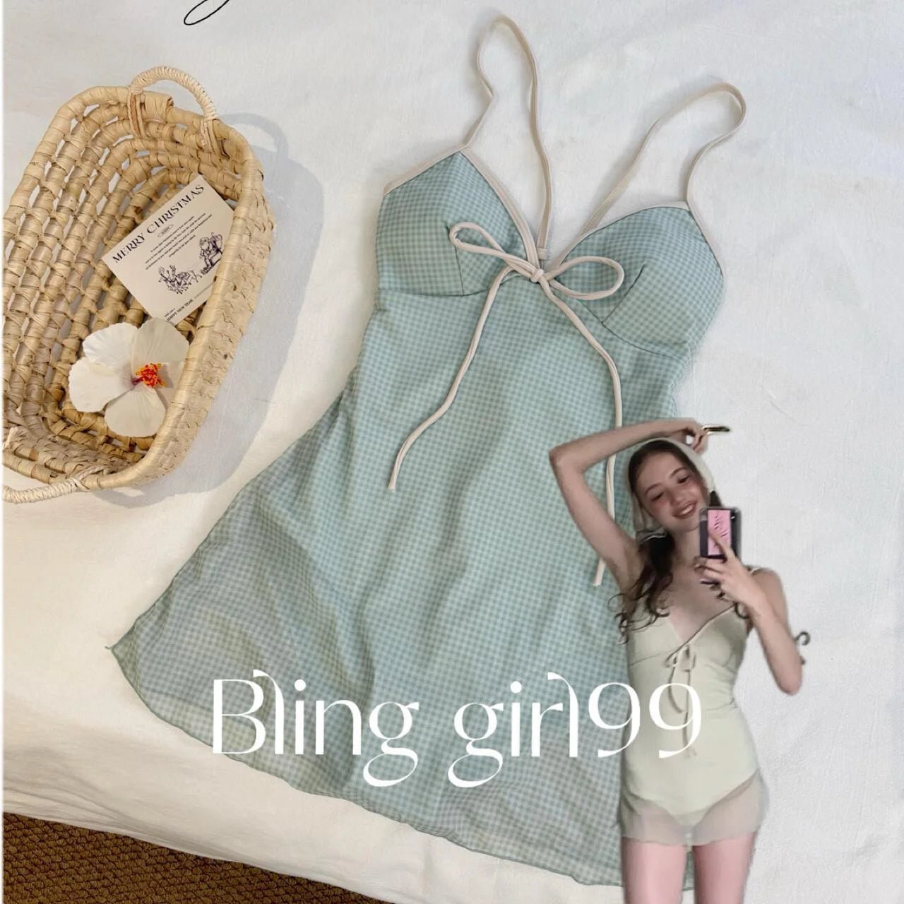 mint green linen dress swimsuit seamless shapewear