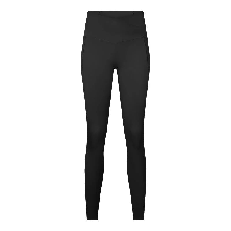 Cross-waist high-waisted seamless no-line high-stretch butt-lifting nine-quarter yoga leggings