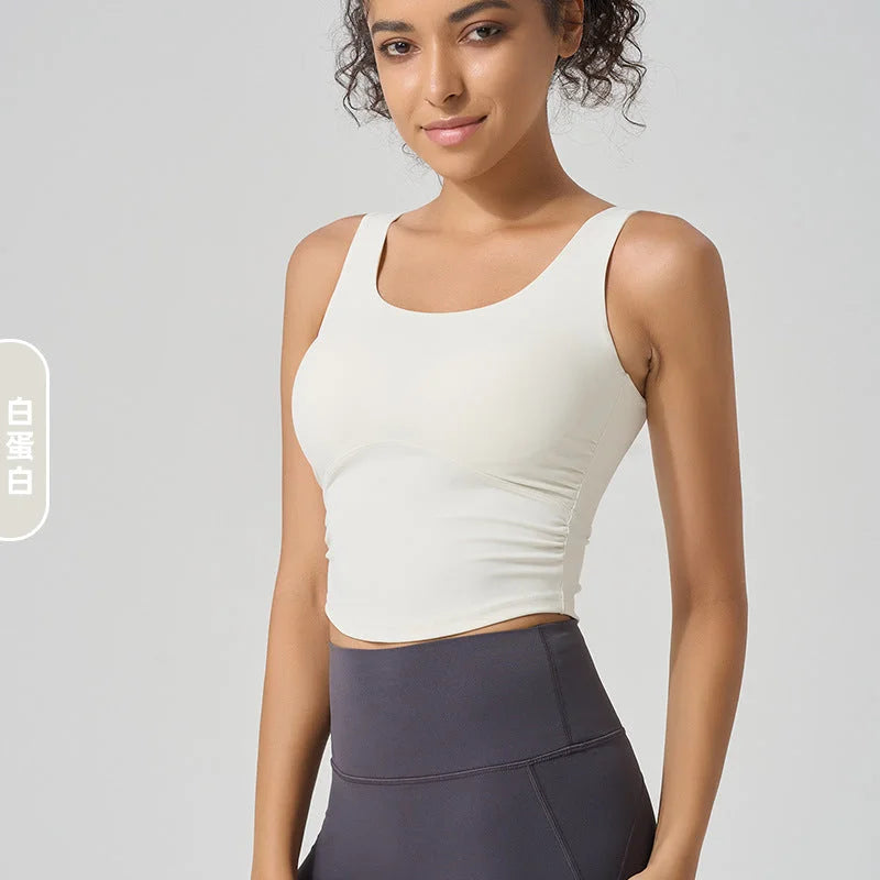 Breathable High-Elastic Yoga Camisole Fixed Cup Sports Bra
