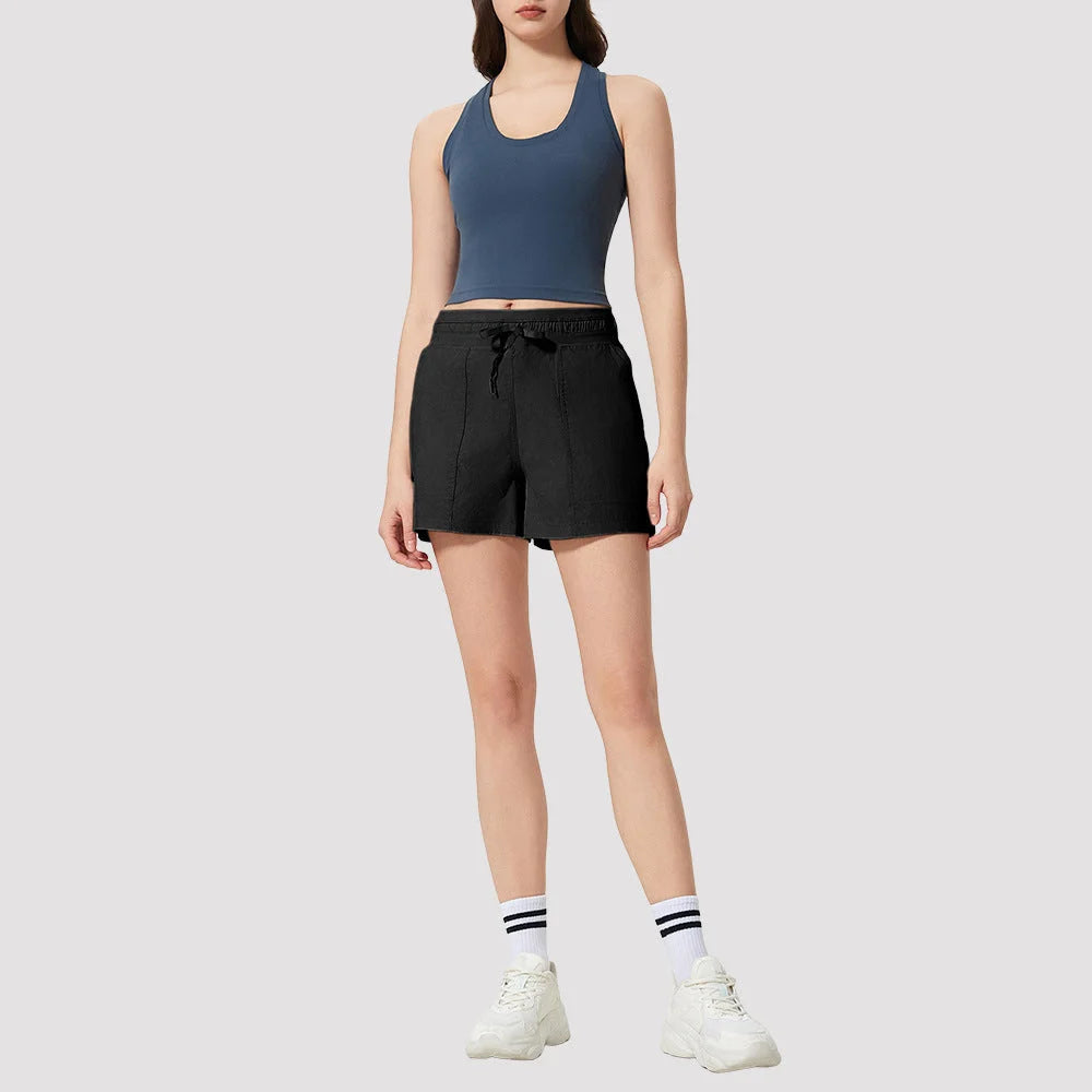 ice-cool drawstring waist shorts for yoga and activewear