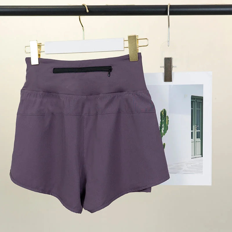 High-waisted anti-showthrough shorts women - breathable quick-dry summer fitness shorts with hidden pockets