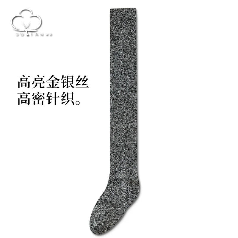 Shimmer Metallic Thigh High Socks - Sparkly Over Knee Stockings