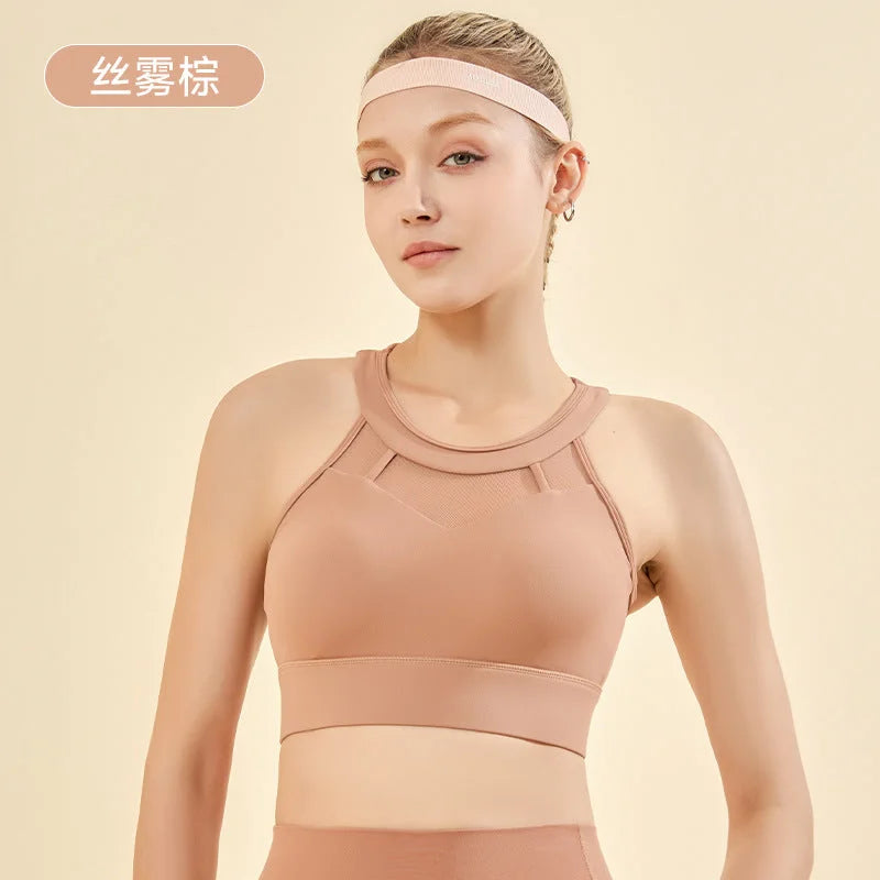 High Support One-Piece Fixed Cup Sports Bra - Breathable Running Fitness Vest