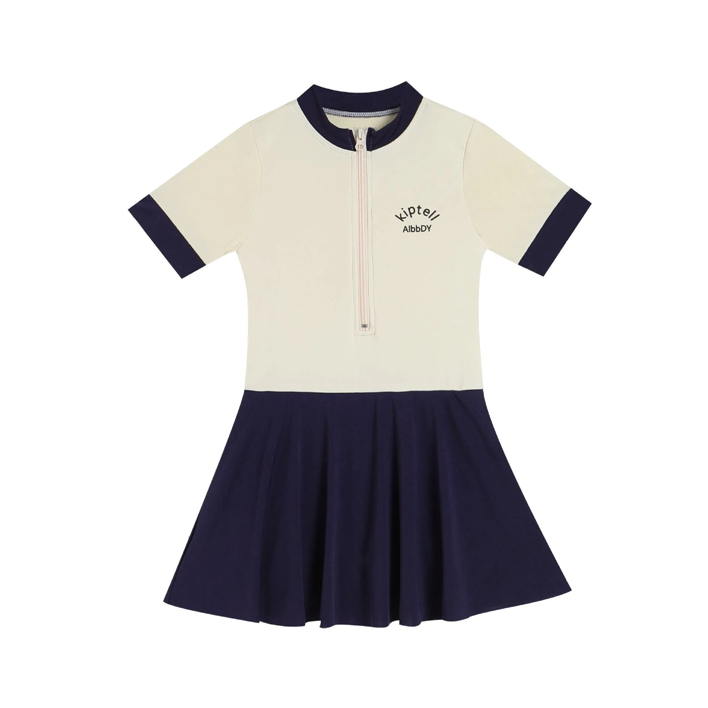 Girls Modest One Piece Swimsuit with Skirt College Style Quick Dry