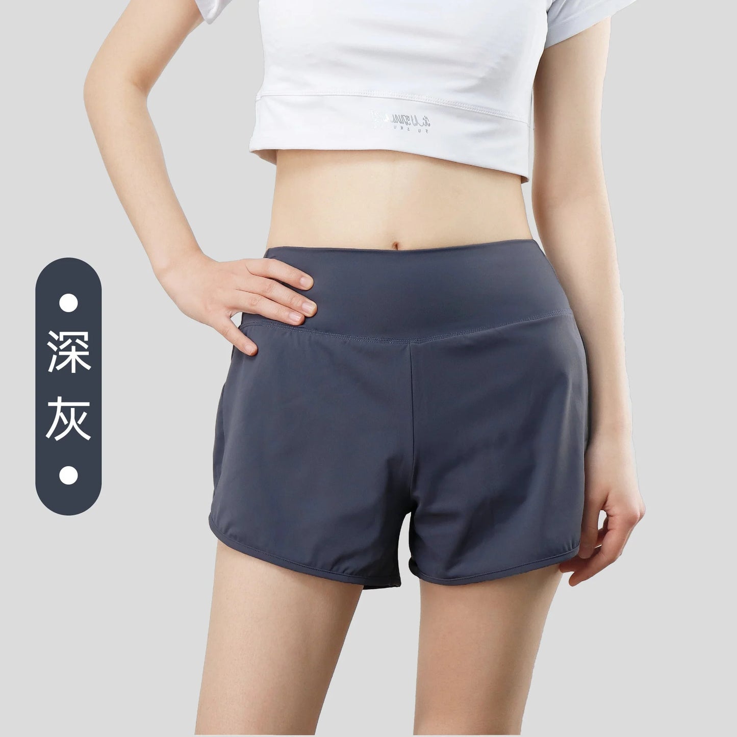 High-Waisted Anti-See-Through Sports Shorts for Women - Fake Two-Piece Running Yoga Shorts