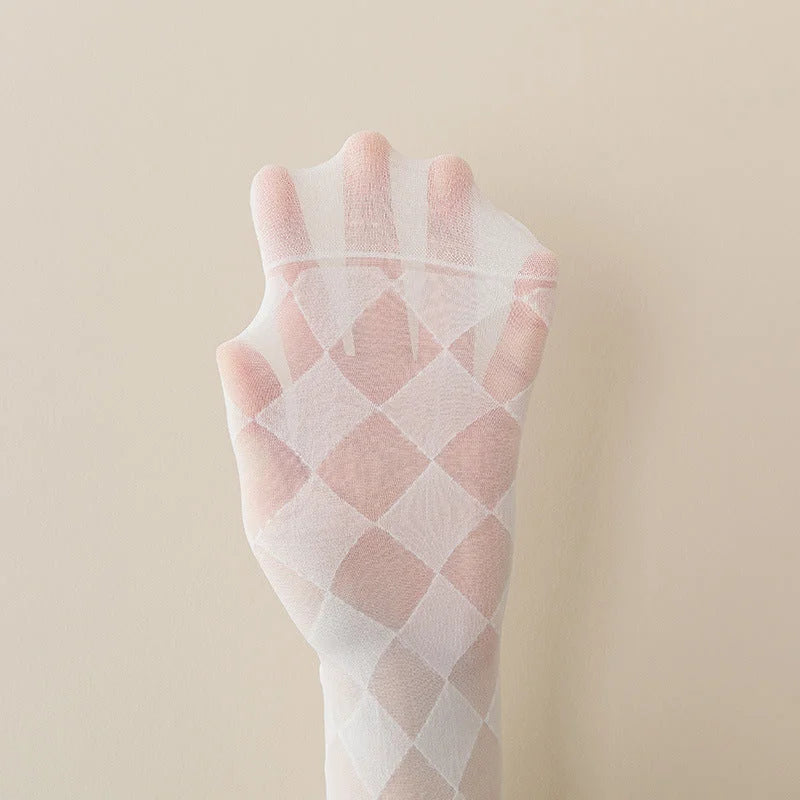 Sheer Crystal Patterned Mid Calf Socks for Women