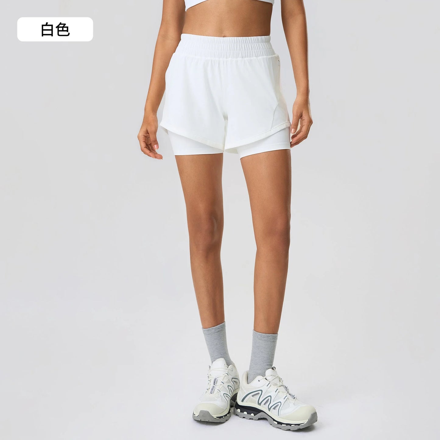 Lightweight Quick-Dry Double-Layer Active Shorts with Adjustable Drawstring Waist
