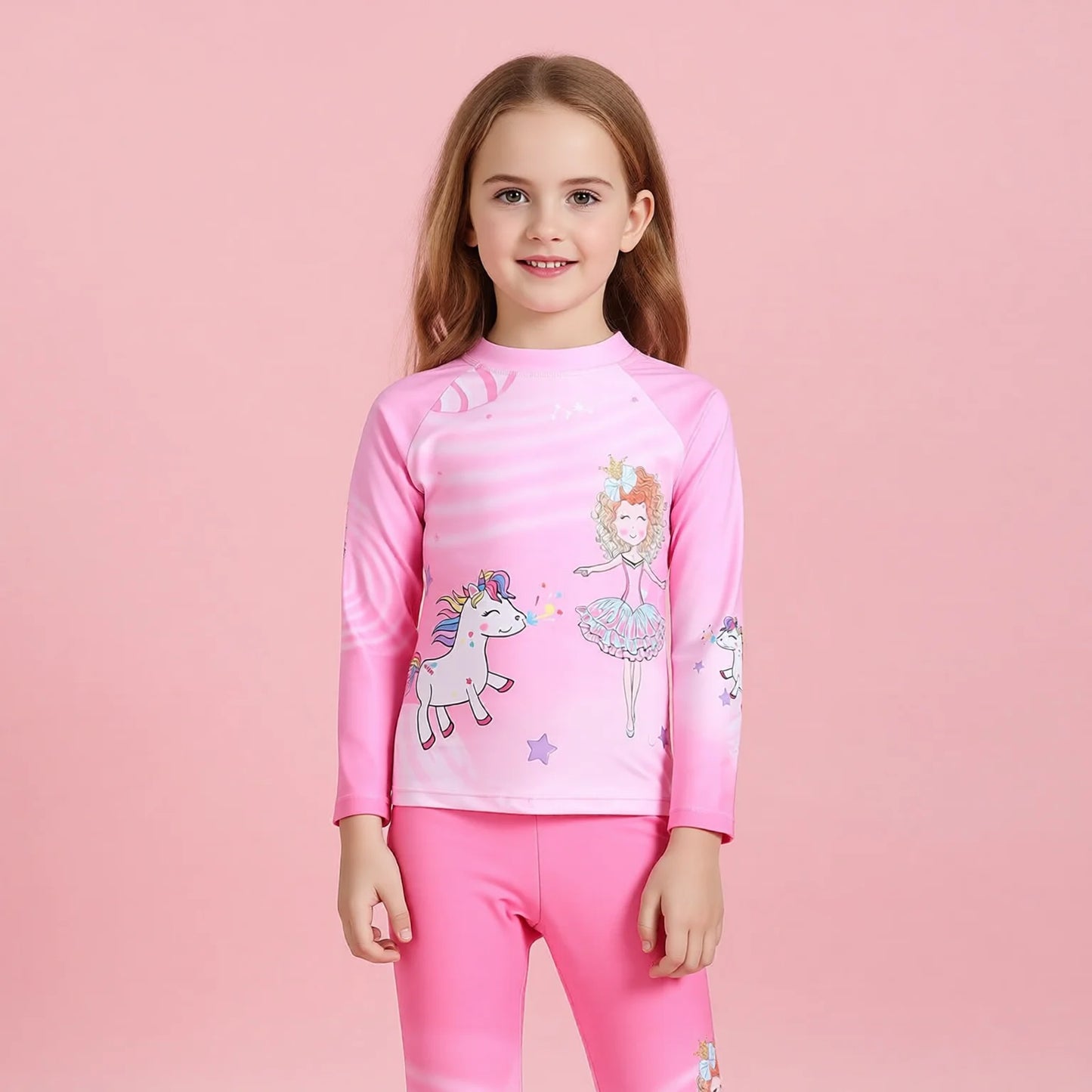 Girls Three-Piece Long Sleeve Print Swimsuit Set EU 36-44 (US XS-XL)