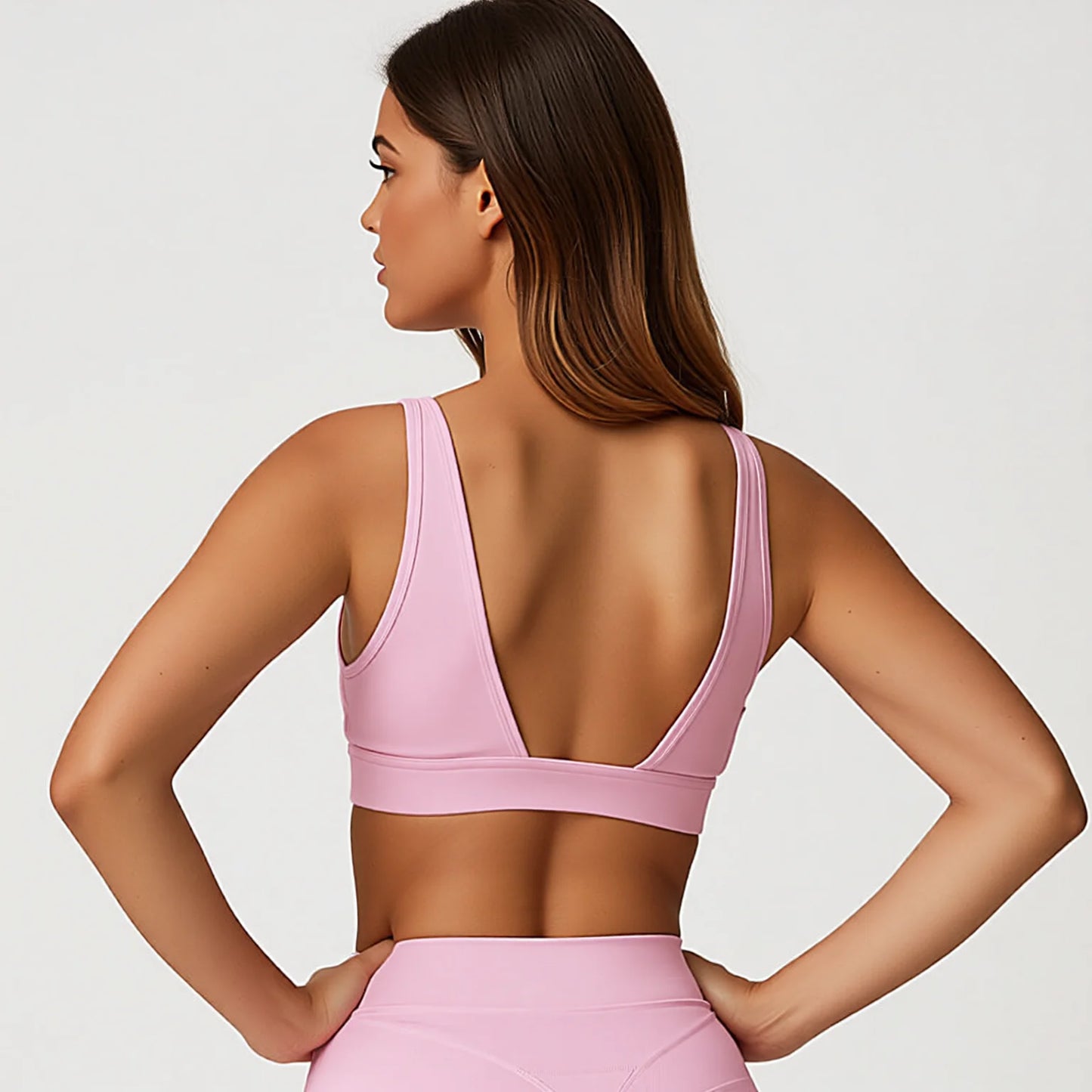 Sheer Stretch V-Neck Sports Bra - Soft Seamless Performance Bra
