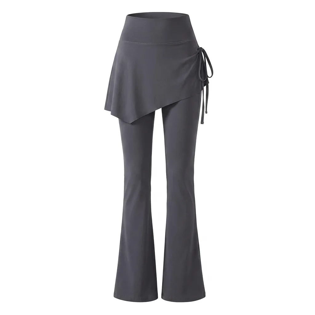 High-Waist Faux Two-Piece Micro-Flare Shark Skort Pants
