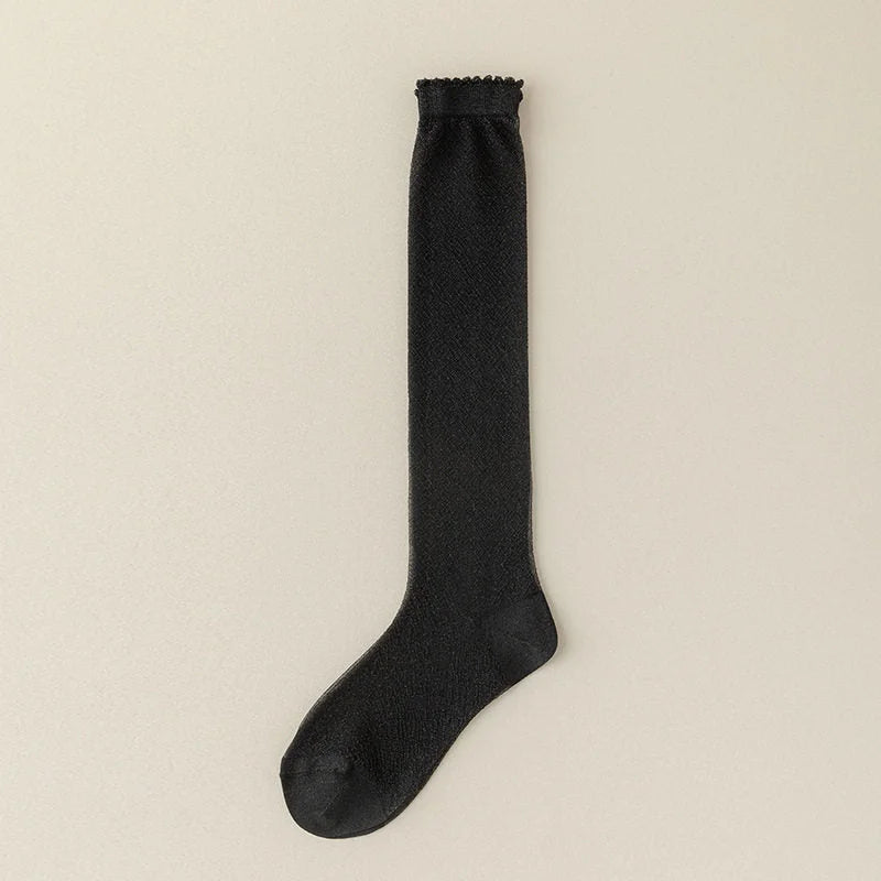 Sheer Knee High Stockings - Glossy Thin Summer Socks