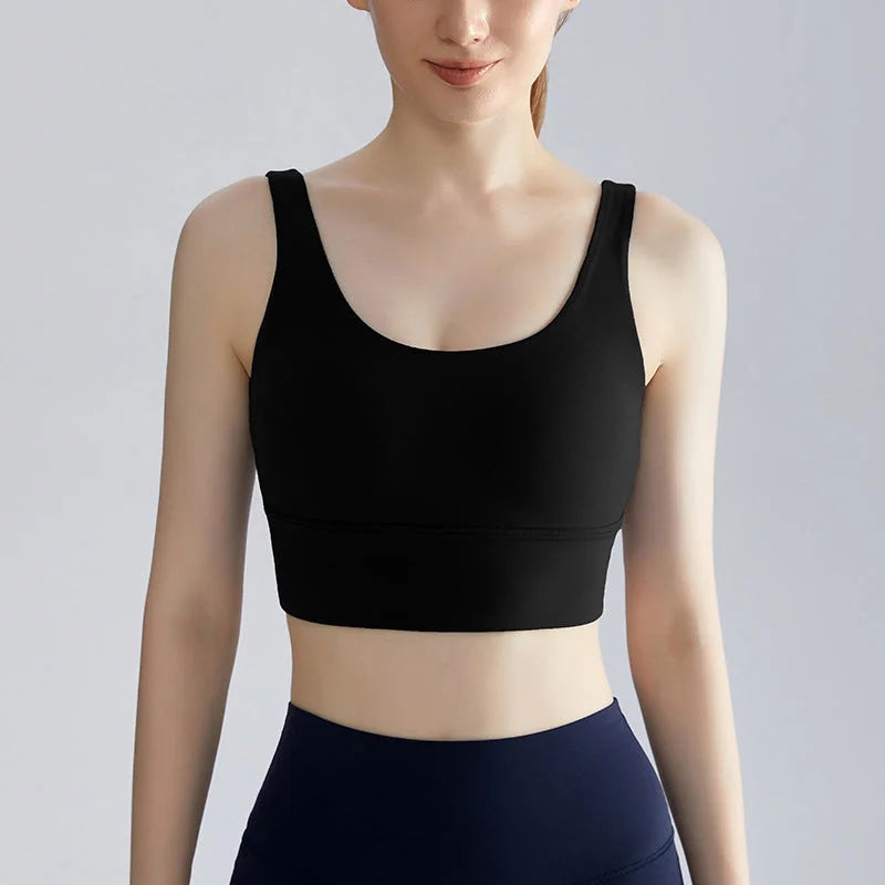 U-Back Fixed Cup Sports Bra - Seamless Support for Running Yoga & Fitness