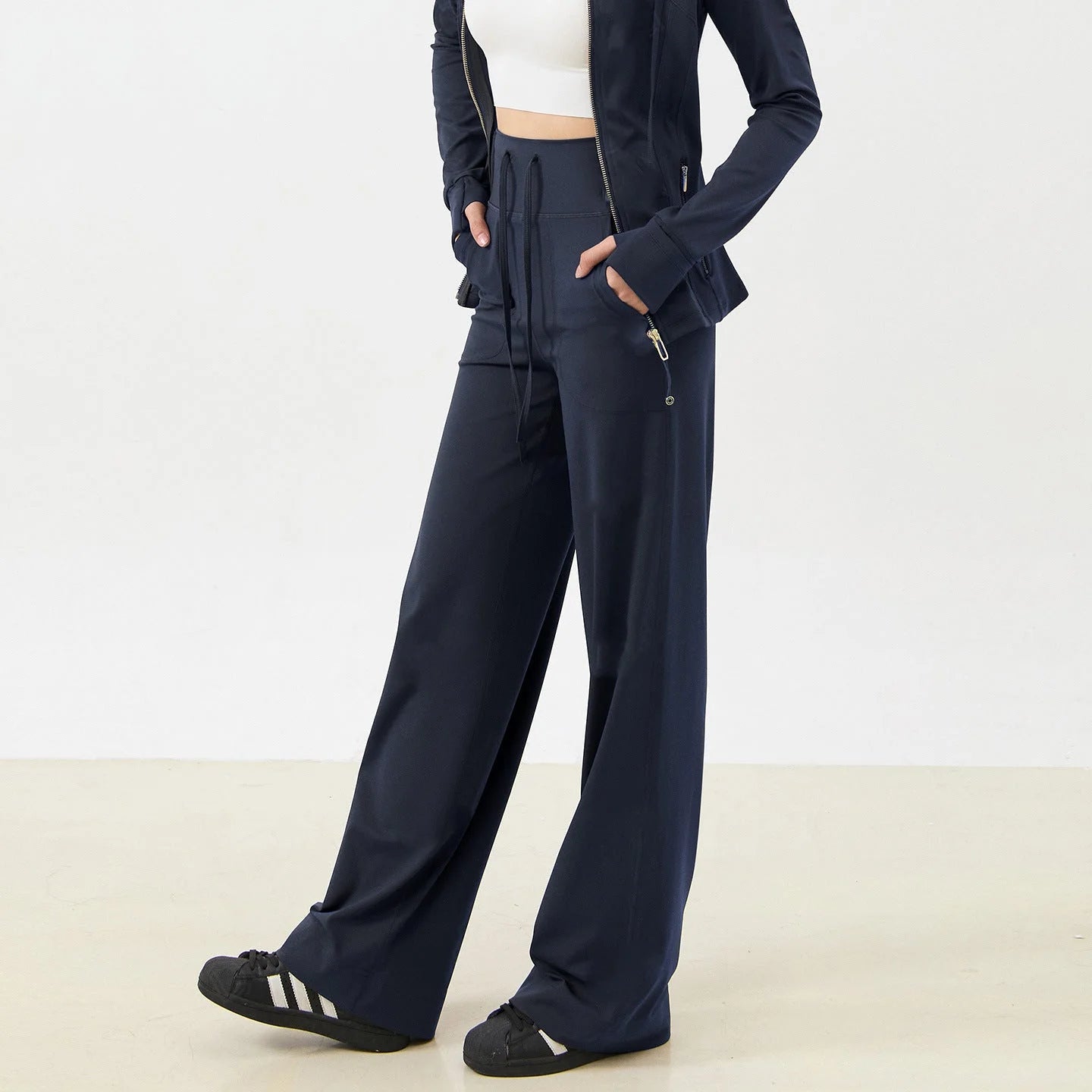 High-Waisted Drawstring Lounge Pants with Pockets