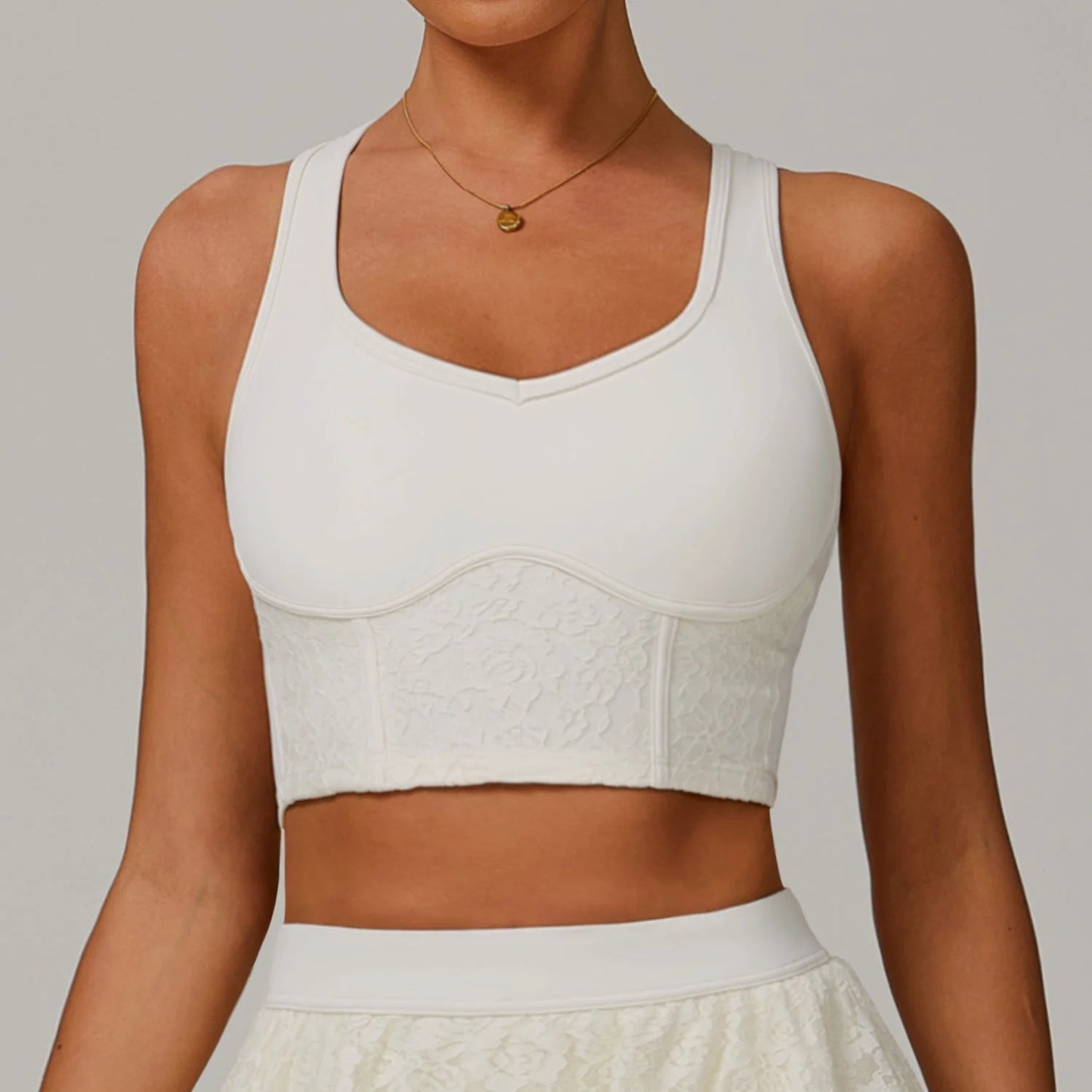 Summer Lace Lingerie Yoga Top Soft Breathable Low Back Sport Camisole Running Fitness Top