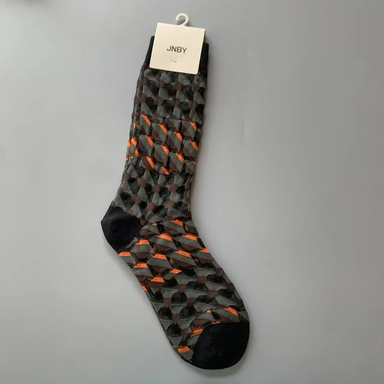 Vintage Jacquard Mid-Calf Socks for Women - Retro Patterned Crew Socks