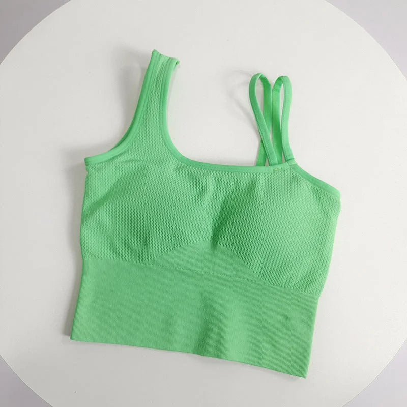 Asymmetric Strap Breathable Wireless Sports Bra