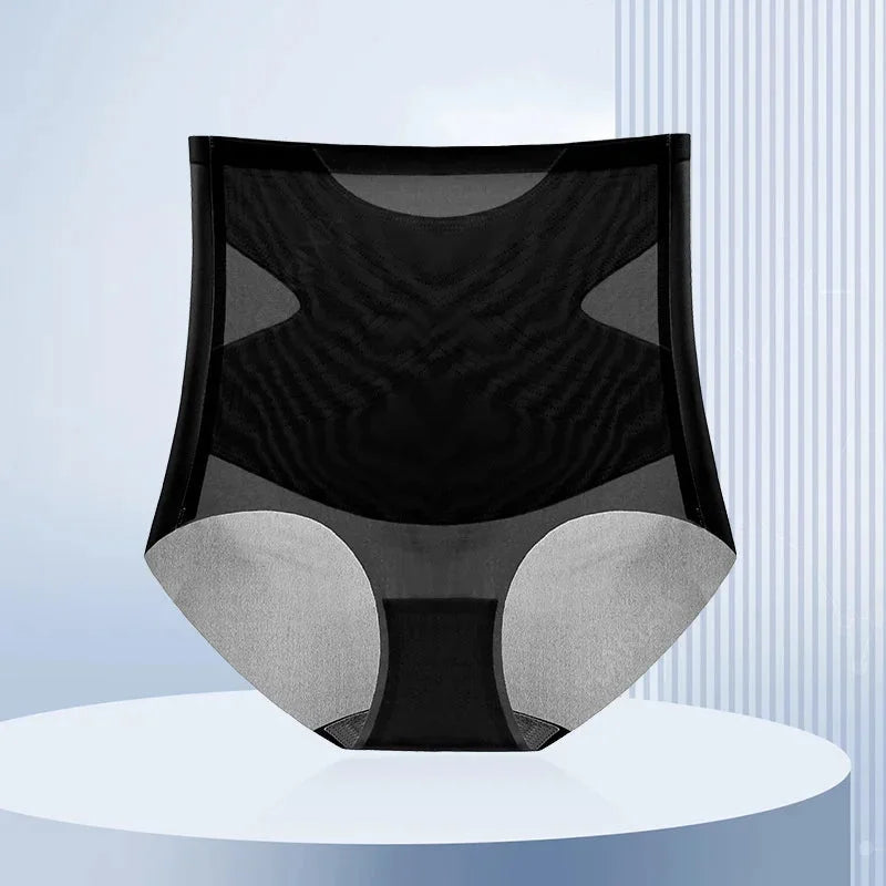 Ultra Thin Ice Silk High Waist Seamless Briefs Tummy Control Shapewear