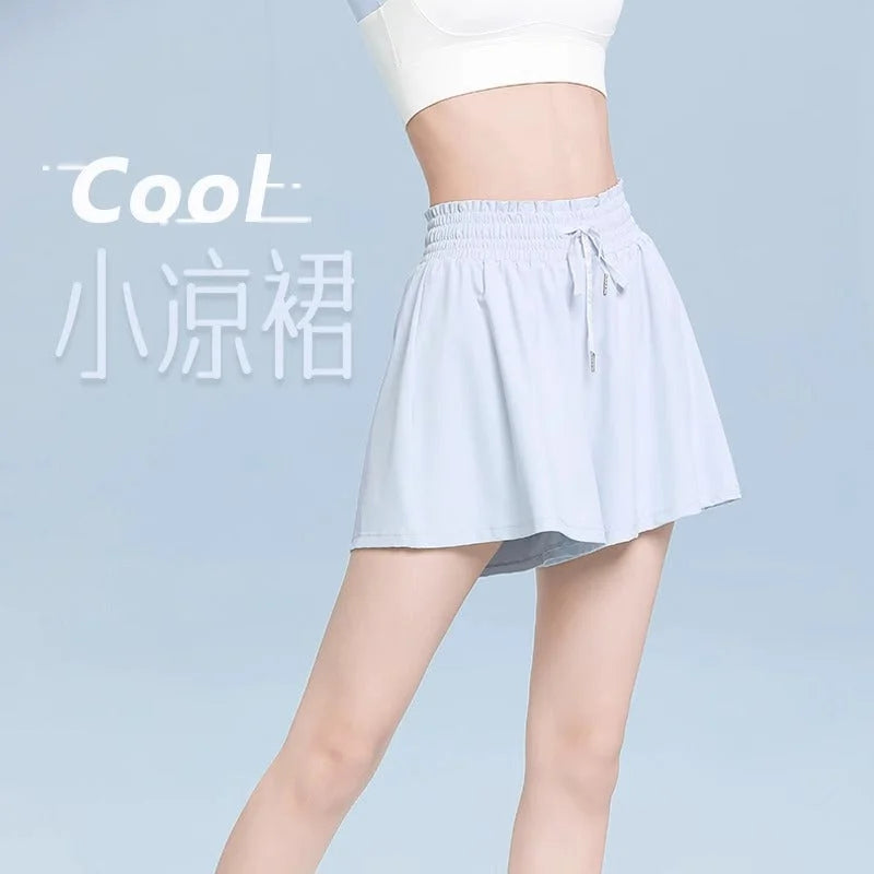 light blue two-piece shorts skirt set - sporty tennis pickleball skirt shorts