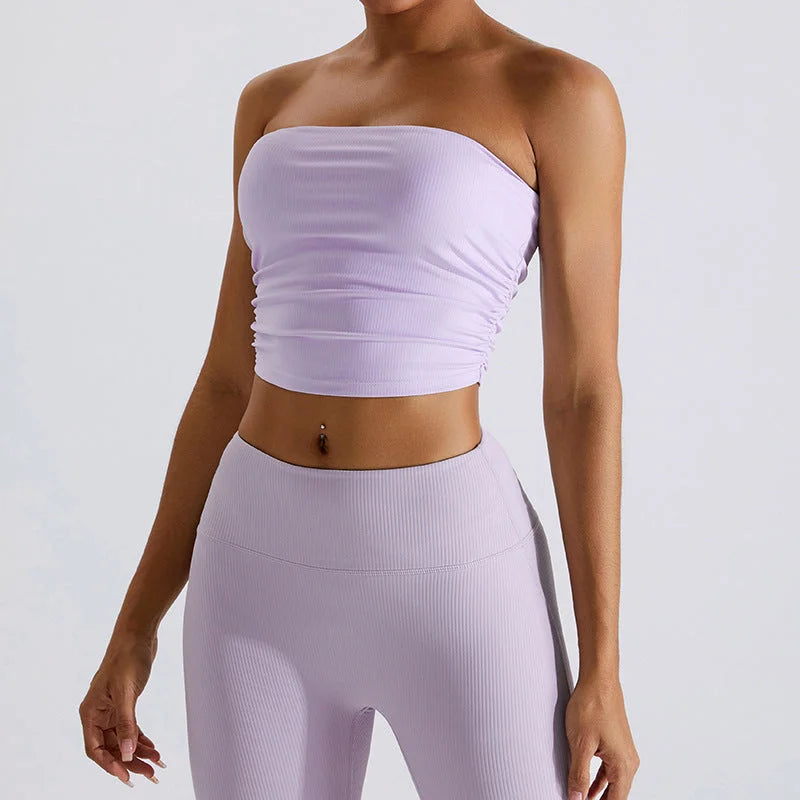 Fast-Dry Ruched Backless Tube Yoga Top