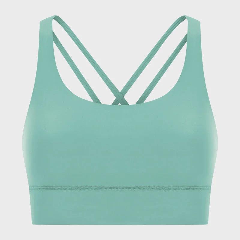 Crossback Sports Bra Matte Texture Wireless Support