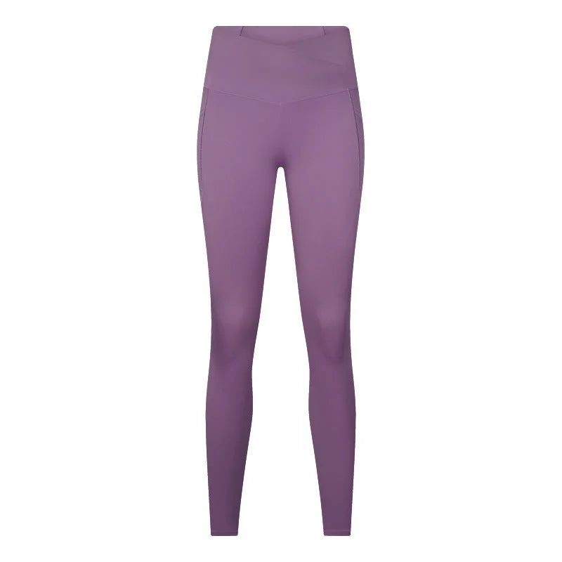 Cross-waist high-waisted seamless no-line high-stretch butt-lifting nine-quarter yoga leggings